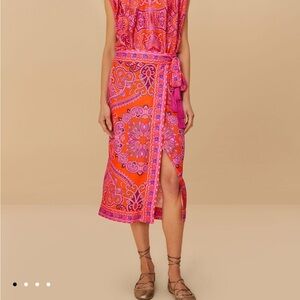 NWT: FARM RIO scarf print wrap skirt.